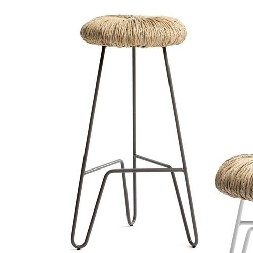 Sgabello da bar contemporaneo - DONUT - Mogg - in paglia / con supporto in metallo / con 3 piedi