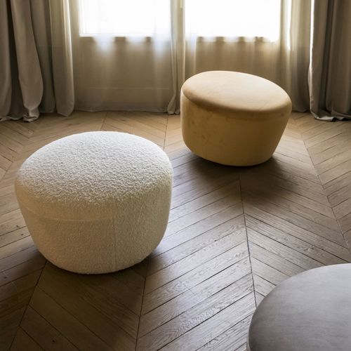 Pouf contemporaneo - GIGIO&GIGIONE - Mogg - in tessuto / tondo / colore personalizzabile