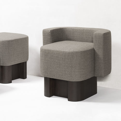 Poltrona contemporanea - Giobagnara - in tessuto / in legno / grigia