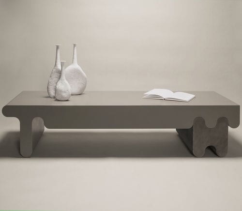 Tavolino basso contemporaneo - Ossicle  - Giobagnara - in pelle / con supporto in cuoio / rettangolare