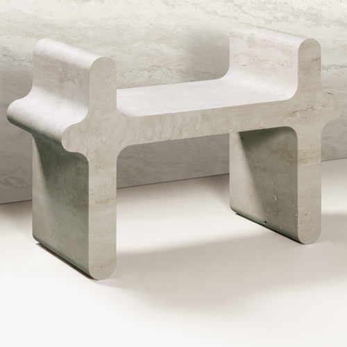 Panca contemporanea - Ossicle  - Giobagnara - in marmo / senza schienale / con braccioli