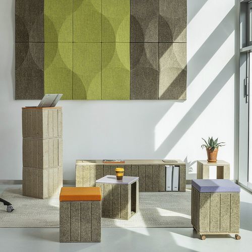 Tavolino basso contemporaneo - CB-TAB  - vank - in canapa / con supporto in legno / cubo