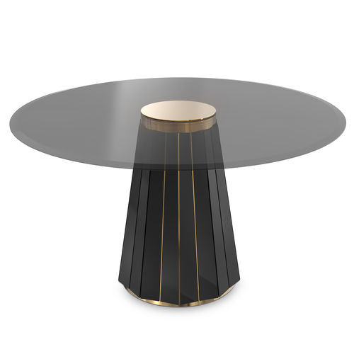 Tavolo da pranzo contemporaneo - DARIAN - LUXXU MODERN DESIGN & LIVING - in vetro fumè / con supporto in legno laccato / con supporto in ottone lucido