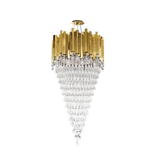 Lampadario contemporaneo - TRUMP - LUXXU MODERN DESIGN & LIVING - in cristallo / in ottone placcato oro / alogeno