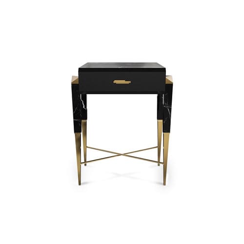 Tavolo d'appoggio classico - SPEAR - LUXXU MODERN DESIGN & LIVING - in legno laccato / in marmo / con supporto in ottone lucido