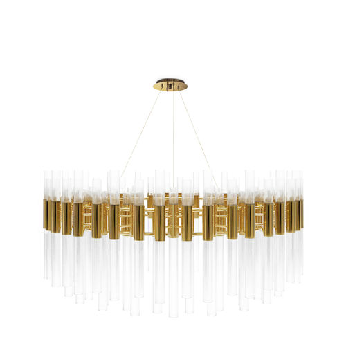 Lampadario contemporaneo - WATERFALL ROUND - LUXXU MODERN DESIGN & LIVING - in cristallo / in ottone