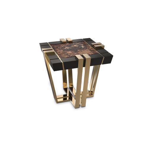 Tavolo d'appoggio contemporaneo - APOTHEOSIS - LUXXU MODERN DESIGN & LIVING - in legno laccato / in marmo / con supporto in ottone lucido