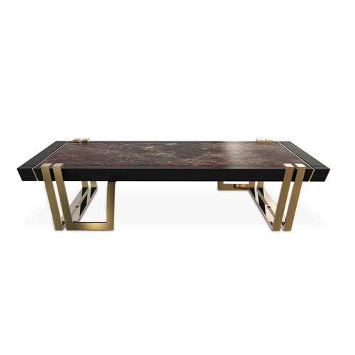 Tavolo contemporaneo - APOTHEOSIS - LUXXU MODERN DESIGN & LIVING - in ottone lucidato / in marmo / con supporto in ottone