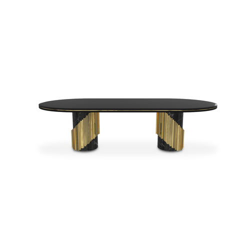 Tavolo da pranzo contemporaneo - LITTUS  - LUXXU MODERN DESIGN & LIVING - in legno laccato / in ottone lucidato / in marmo