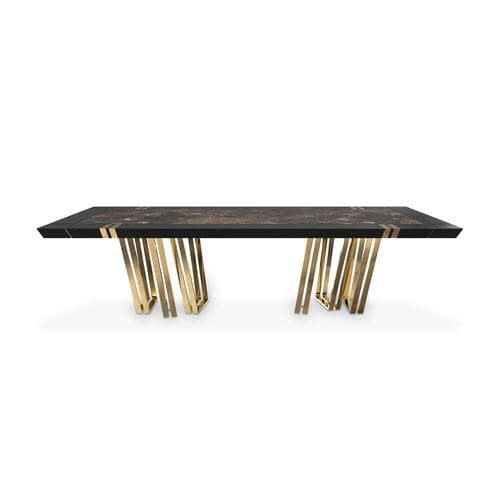 Tavolo da pranzo contemporaneo - APOTHEOSIS - LUXXU MODERN DESIGN & LIVING - in legno laccato / in marmo / con supporto in ottone lucido