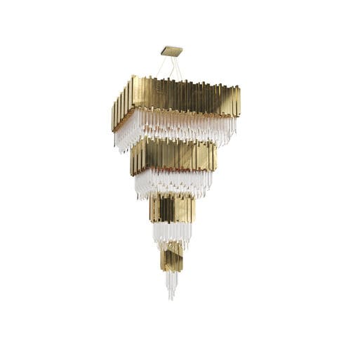Lampadario classico - EMPIRE SQUARE - LUXXU MODERN DESIGN & LIVING - in cristallo / in ottone placcato oro / contract