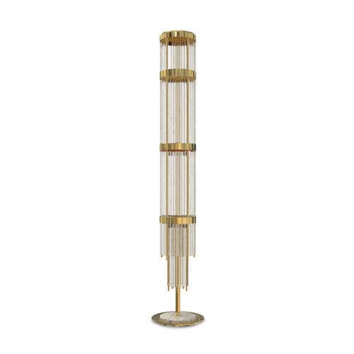 Lampada da terra - PHARO - LUXXU MODERN DESIGN & LIVING - in ottone placcato oro / in cristallo / contemporanea