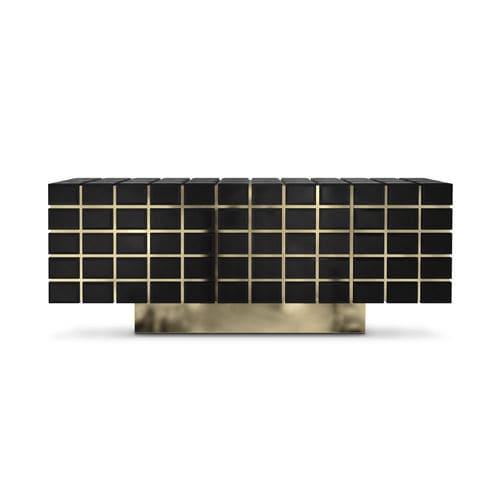 Credenza contemporanea - NUBIAN  - LUXXU MODERN DESIGN & LIVING - in legno laccato / in vetro fumè / in ottone lucidato