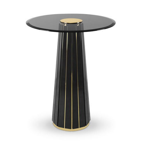 Tavolo alto contemporaneo - DARIAN  - LUXXU MODERN DESIGN & LIVING - in vetro fumè / con supporto in ottone lucido / con supporto in legno