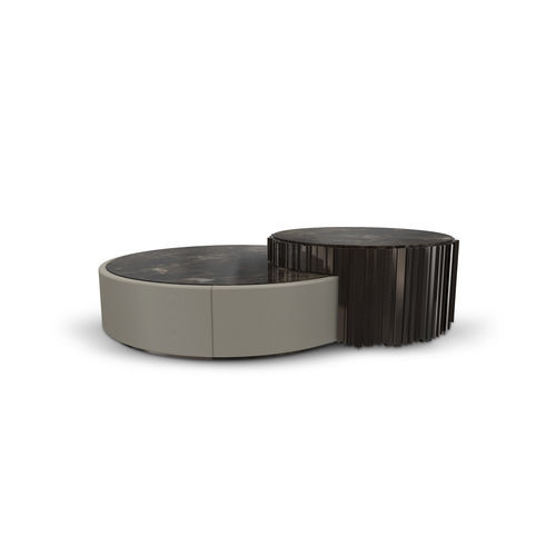 Tavolino basso contemporaneo - Empire Set I - LUXXU MODERN DESIGN & LIVING - in pelle / in marmo / con supporto in ottone