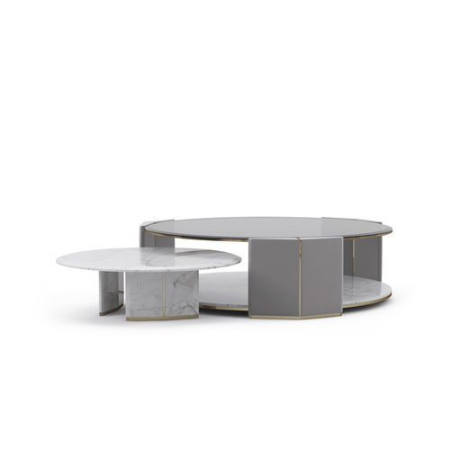 Tavolino basso contemporaneo - Algerone - LUXXU MODERN DESIGN & LIVING - in vetro / in ottone / in pelle