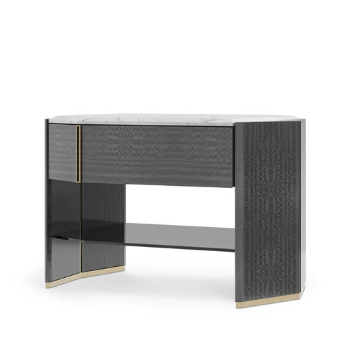 Comodino contemporaneo - ALGERONE - LUXXU MODERN DESIGN & LIVING - in vetro / in marmo / con supporto in ottone