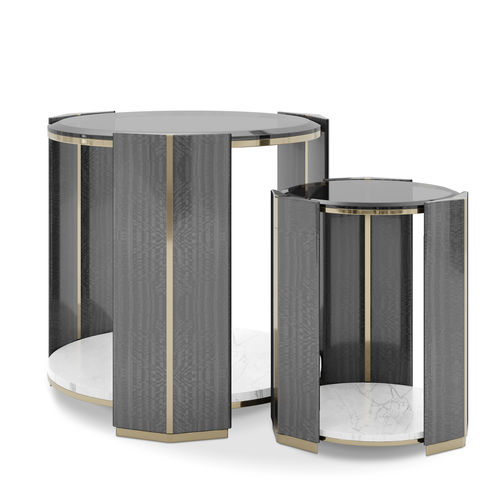 Tavolo d'appoggio contemporaneo - Algerone Set - LUXXU MODERN DESIGN & LIVING - in legno / in vetro fumè / in ottone lucidato