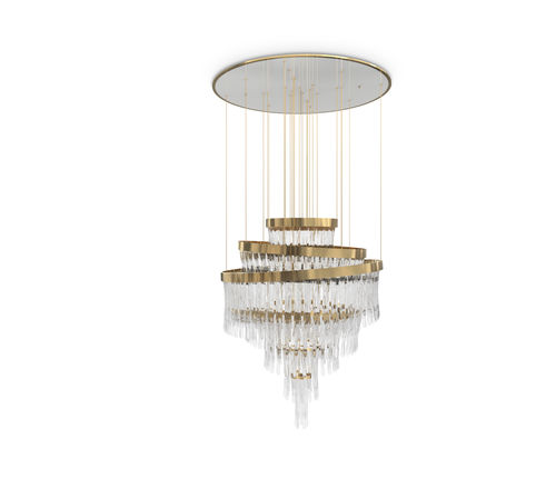 Lampadario contemporaneo - BABEL - LUXXU MODERN DESIGN & LIVING - in cristallo / in ottone placcato oro / contract