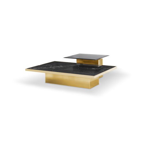 Tavolino basso contemporaneo - THOR - LUXXU MODERN DESIGN & LIVING - in ottone lucidato / in marmo / con supporto in ottone lucido