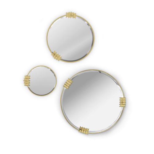 Specchio a muro - Vertigo Set - LUXXU MODERN DESIGN & LIVING - contemporaneo / rotondo / in ottone placcato oro