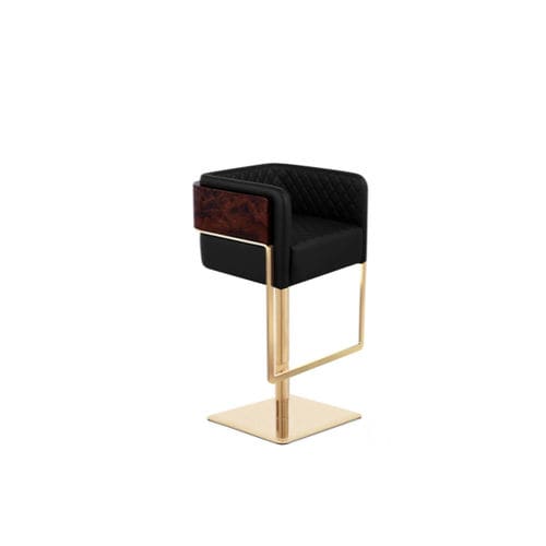 Sedia alta contemporanea - NURA - LUXXU MODERN DESIGN & LIVING - da interno / in pelle / in ottone lucidato