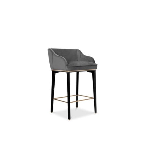 Sedia alta contemporanea - SABOTEUR - LUXXU MODERN DESIGN & LIVING - da interno / in velluto / in ottone lucidato