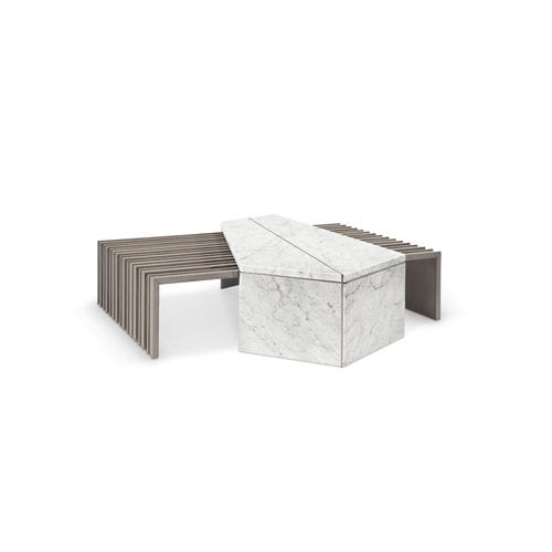 Tavolino basso contemporaneo - MAYER - LUXXU MODERN DESIGN & LIVING - in legno / in acciaio inossidabile lucido / in marmo