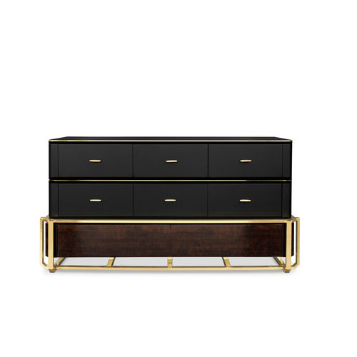 Cassettone contemporaneo - WALTZ - LUXXU MODERN DESIGN & LIVING - in legno / in ottone lucidato / in pelle