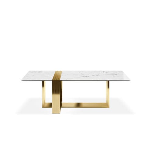 Tavolo da pranzo contemporaneo - VERTIGO - LUXXU MODERN DESIGN & LIVING - in ottone / in marmo / con supporto in ottone lucido