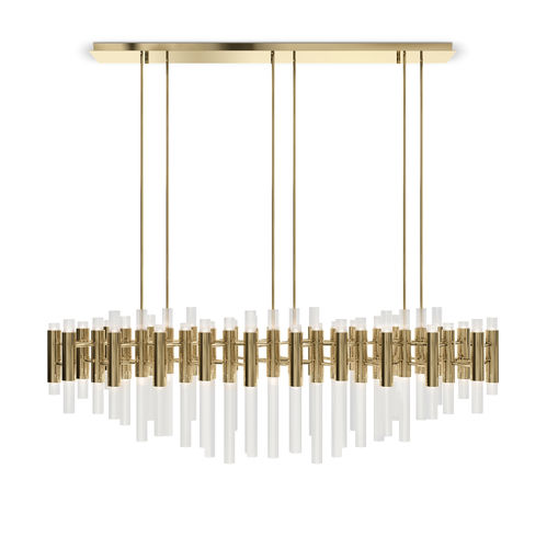 Lampadario contemporaneo - WATERFALL RECTANGULAR  - LUXXU MODERN DESIGN & LIVING - in cristallo / in ottone placcato oro / contract