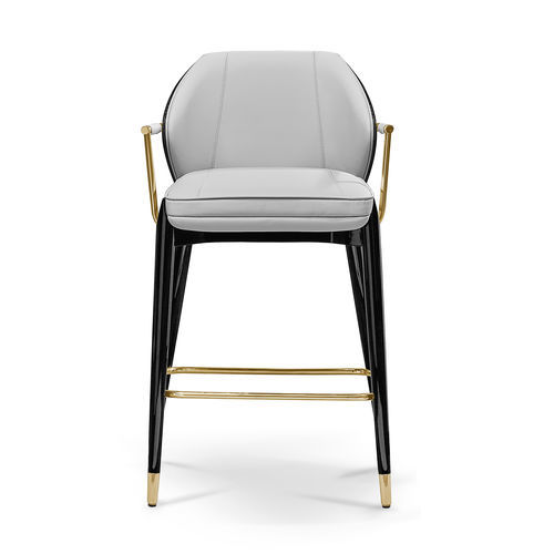 Sedia alta contemporanea - ALGERONE II  - LUXXU MODERN DESIGN & LIVING - da interno / in ecopelle / in ottone lucidato
