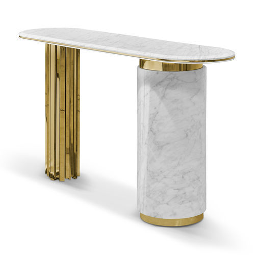 Consolle contemporanea - EMPIRE - LUXXU MODERN DESIGN & LIVING - in marmo / con supporto in ottone lucido / con supporto in marmo