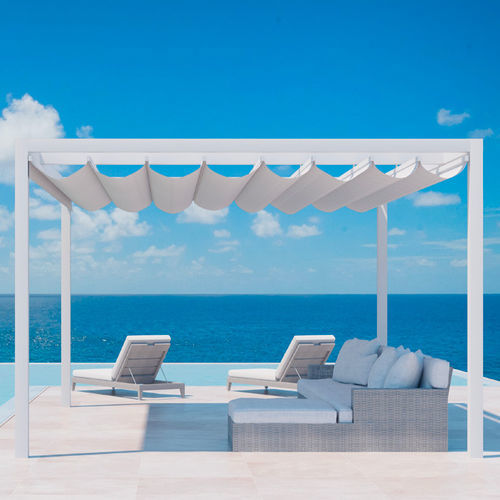 Pergola autoportante - Pergoelit-100 - LLAZA WORLD, S.A. - sospesa / in alluminio / con copertura in tela