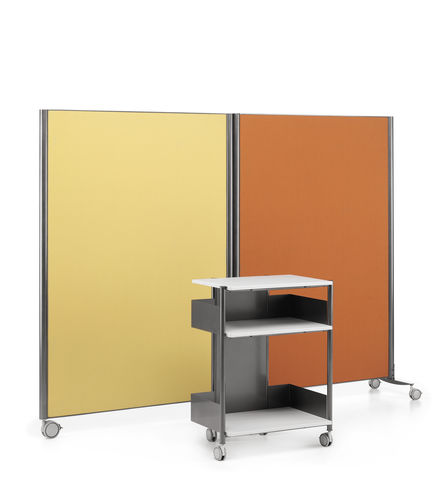 Divisorio per ufficio a pavimento - MULTIKOM - TALIN SRL - in laminato / a rotelle / blu