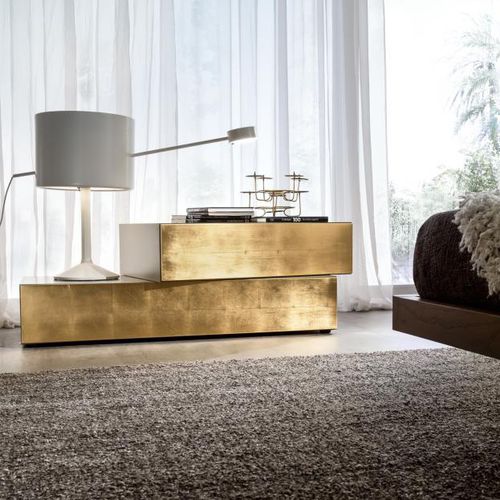 Comodino contemporaneo - QUADRA - Mobilgam - in legno laccato / rettangolare / per uso residenziale