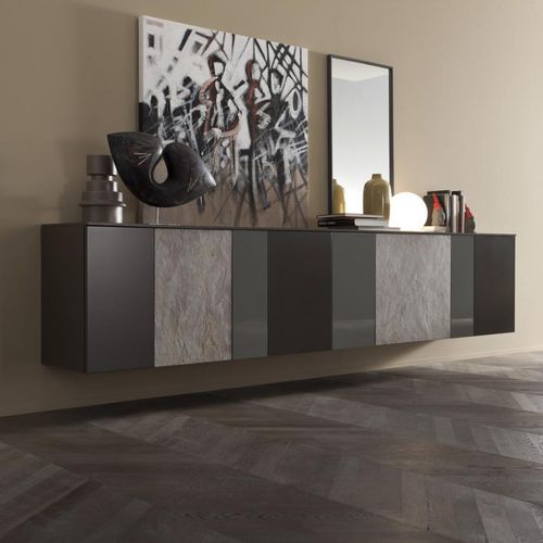 Credenza a muro - COMP_830 - Mobilgam - contemporanea / in legno laccato / grigia