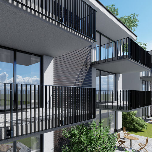 Ringhiera in acciaio - RATIO FERRO - Abel Metallsysteme GmbH & Co. KG - a sbarre / da esterno / per balcone