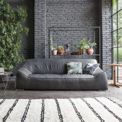Divano contemporaneo - VANCOUVER  - Devina Nais - in pelle / grigio / 3 posti