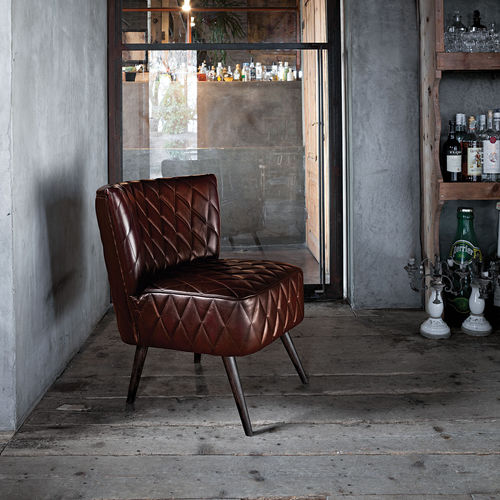 Poltrona classica - CLEVELAND - Devina Nais - in pelle / in legno massiccio / marrone