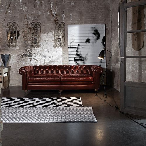Divano chesterfield - BRITISH  - Devina Nais - in pelle / marrone / 2 posti