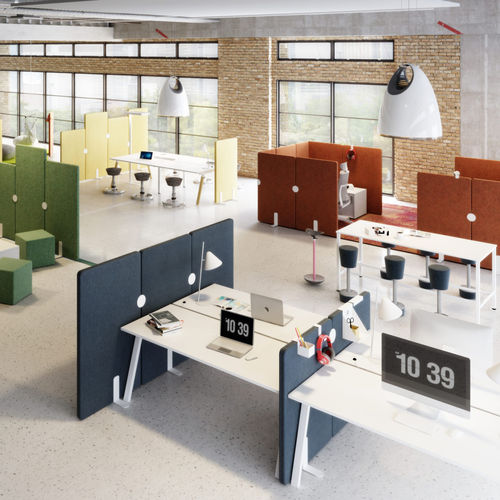 Divisorio per ufficio a pavimento - SONIQ - Mikomax Smart Office - in tessuto / modulare / a rotelle