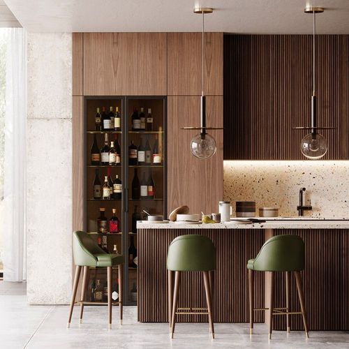 Sedia alta contemporanea - ESTORIL - Laskasas - da interno / in tessuto / con supporto in legno
