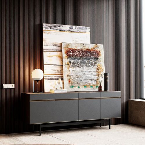 Credenza contemporanea - RALPH  - Laskasas - in eucalipto / con ripiano / con cassetti