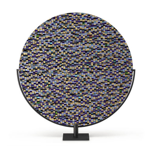 Scultura in vetro di Murano - SUNSHINE DISK - veveglass - fatta a mano / da appoggio / blu