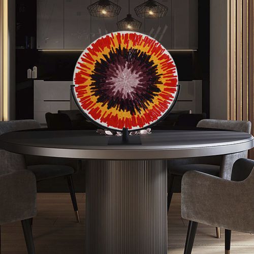 Scultura in acciaio - ENERGY DISK - veveglass - in vetro di Murano / fatta a mano / da appoggio