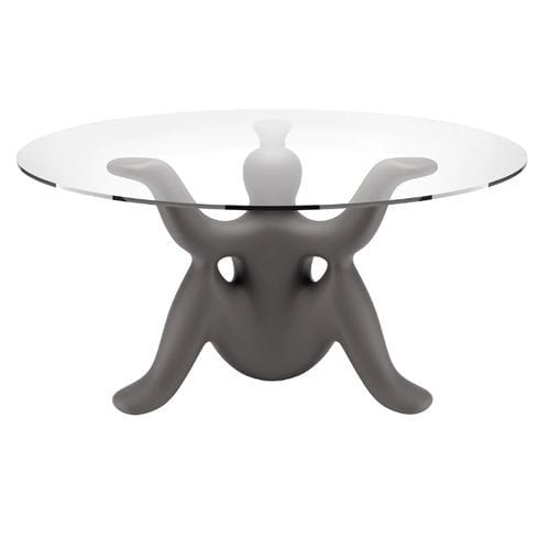 Tavolo design originale - HELPYOURSELF - Qeeboo - in vetro / in polietilene / con base in polietilene