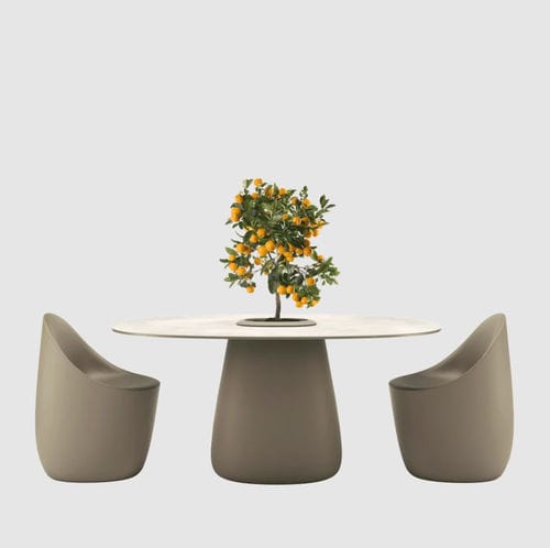 Tavolo contemporaneo - COBBLE - Qeeboo - in gres porcellanato / con base in gres porcellanato / ovale