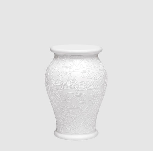 Sgabello contemporaneo - MING  - Qeeboo - in polietilene / in porcellana / con base in polietilene
