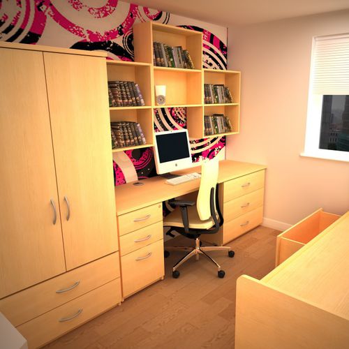 Scrivania contemporanea - Hawk Furniture Ltd. - in melaminico / d'angolo / con contenitore